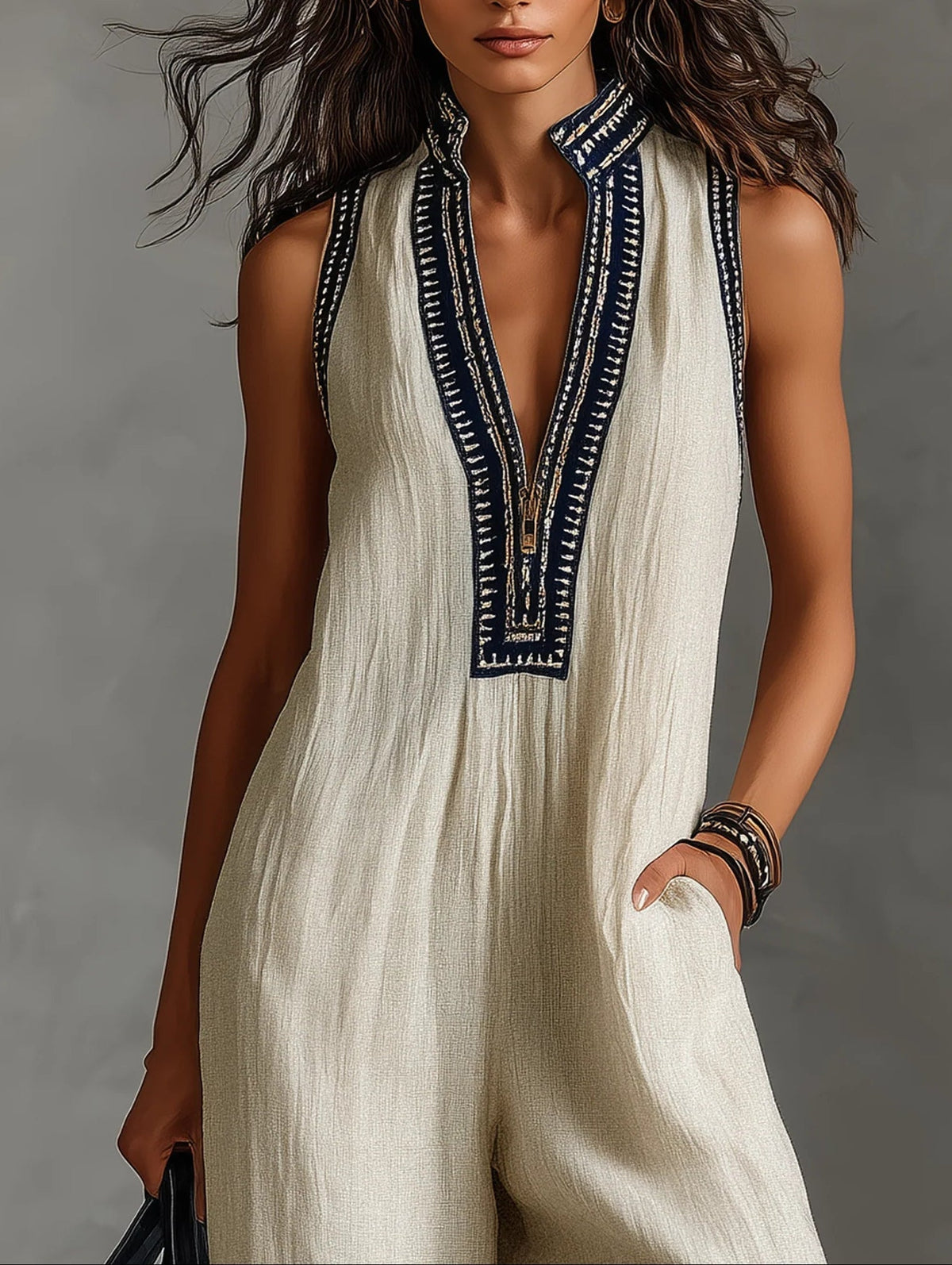 Martina | Mono beige de cuello alto