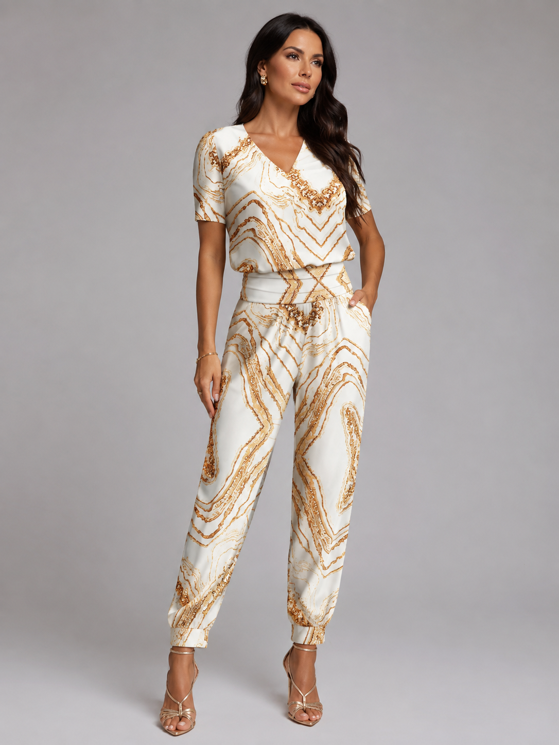Conjunto Riviera | Top Escote en V y Pantalón de Cintura Alta