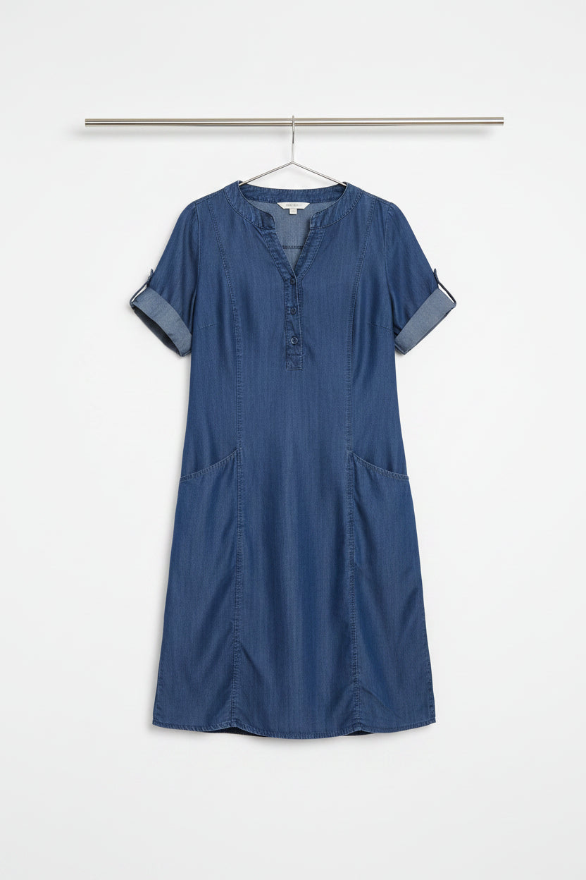 Vestido Corto Vaquero Relajado con Botones