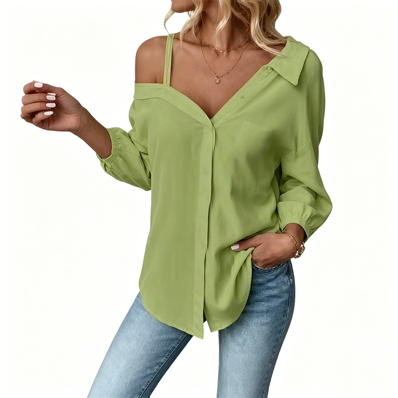 Patricia | Camisa asimétrica de hombro descubierto