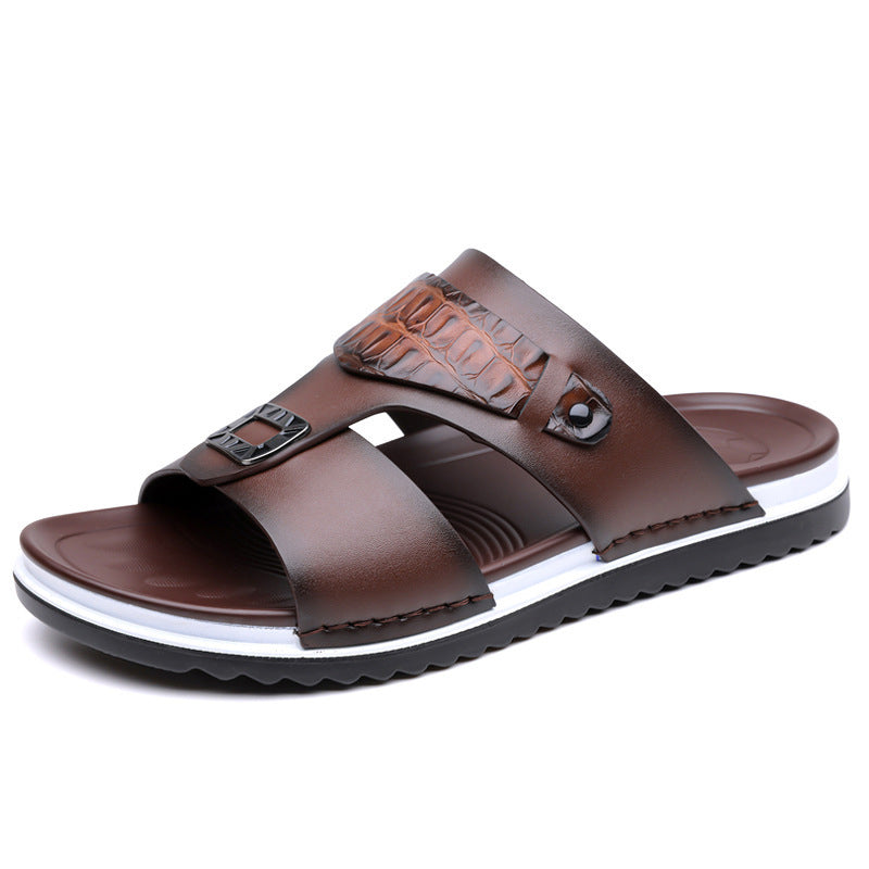 Sandalias slip-on de polipiel para hombre - Doble textura, suela antideslizante, tallas 39-48