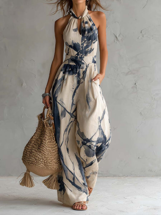 Alba | Mono estampado de pierna ancha