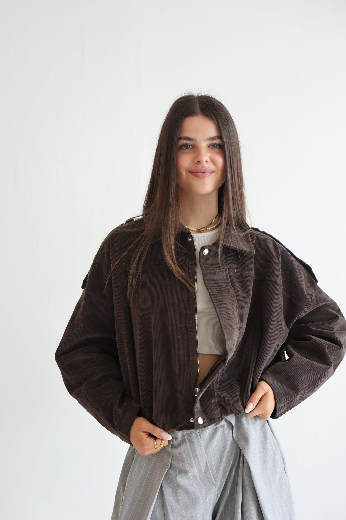 Chaqueta Bomber de Pana Oversize