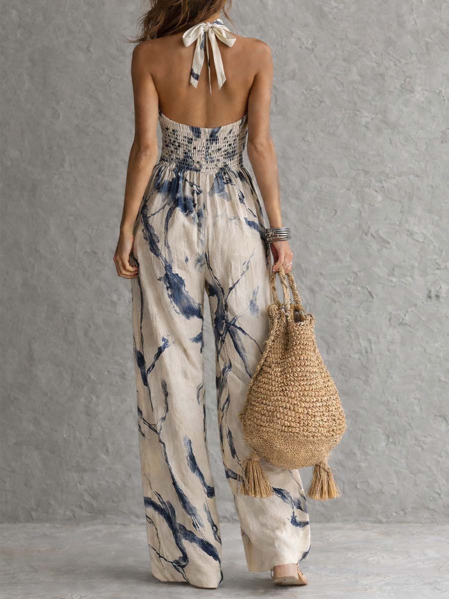 Alba | Mono estampado de pierna ancha
