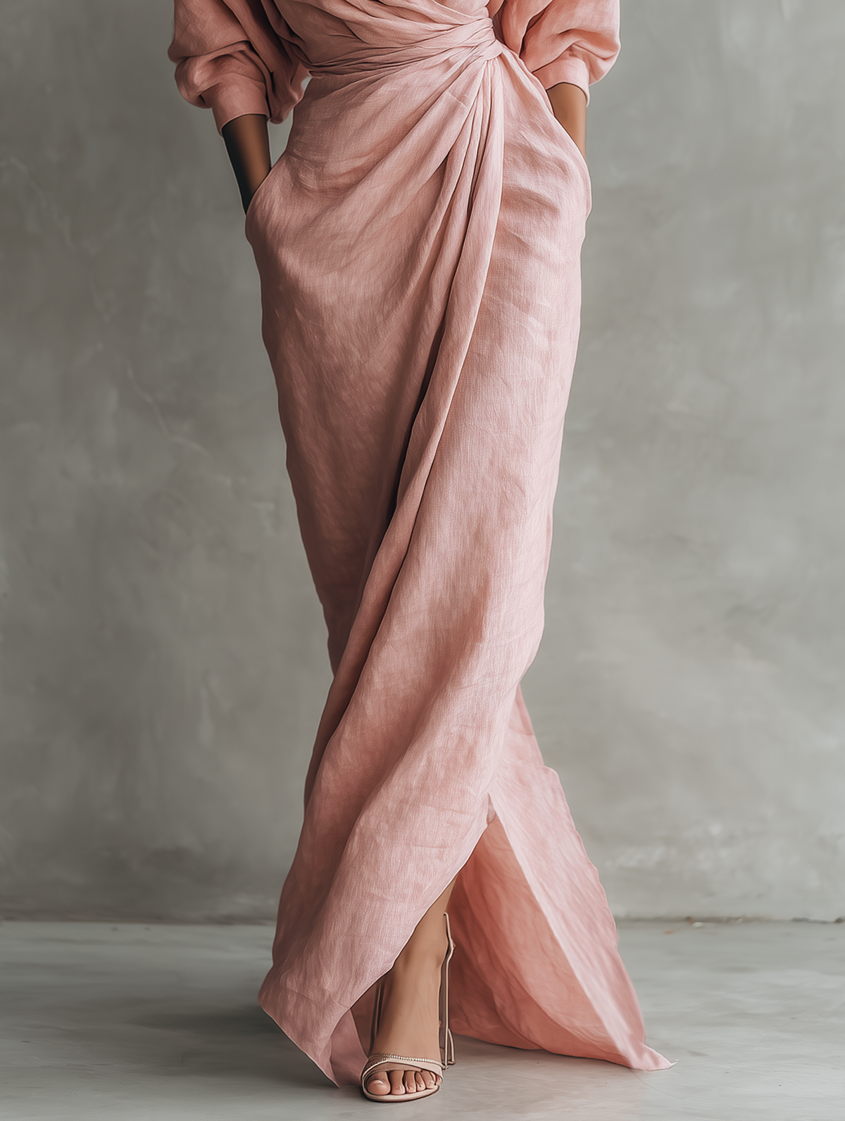 Vestido Maxi Lino Rosa