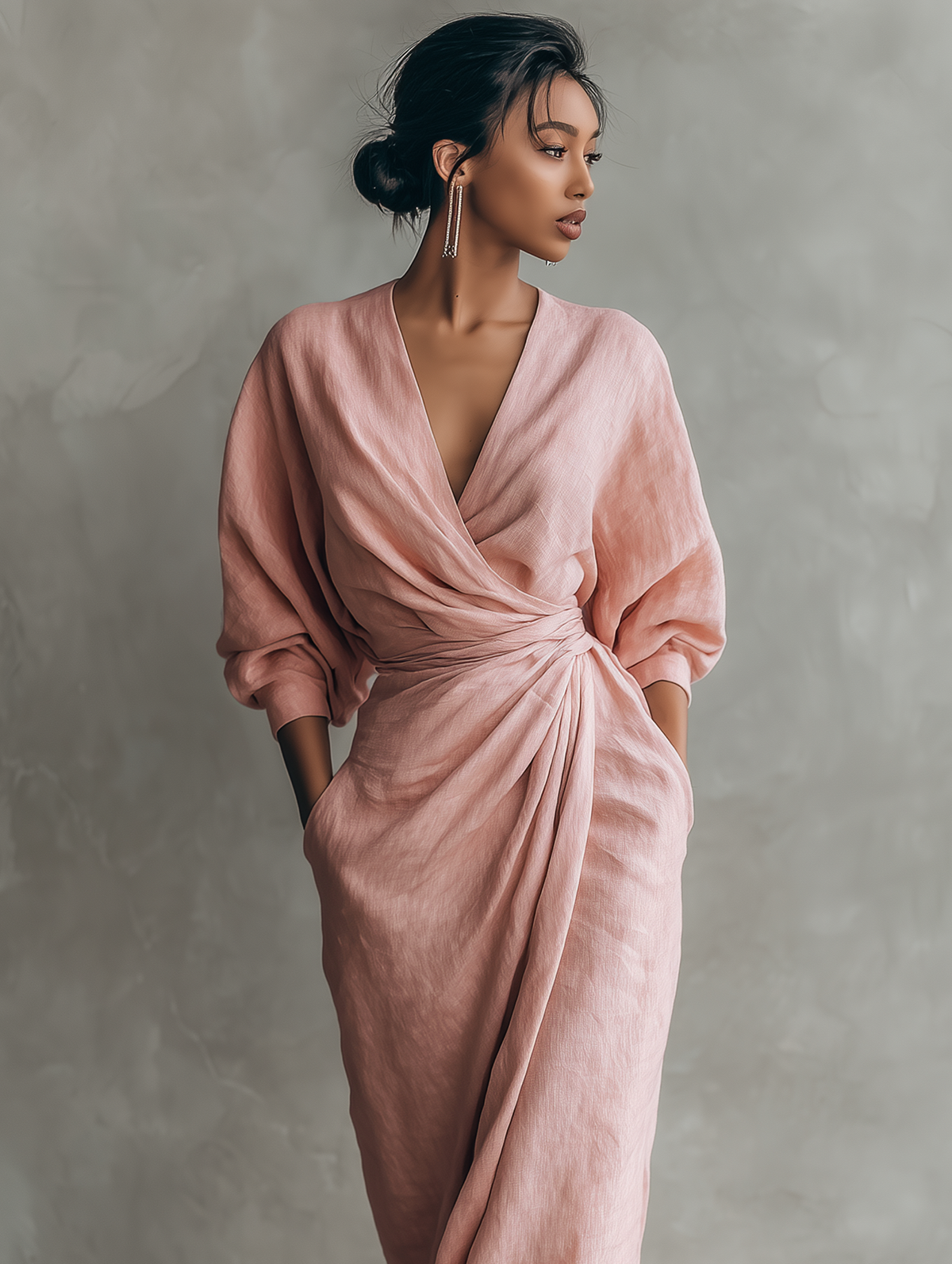 Vestido Maxi Lino Rosa