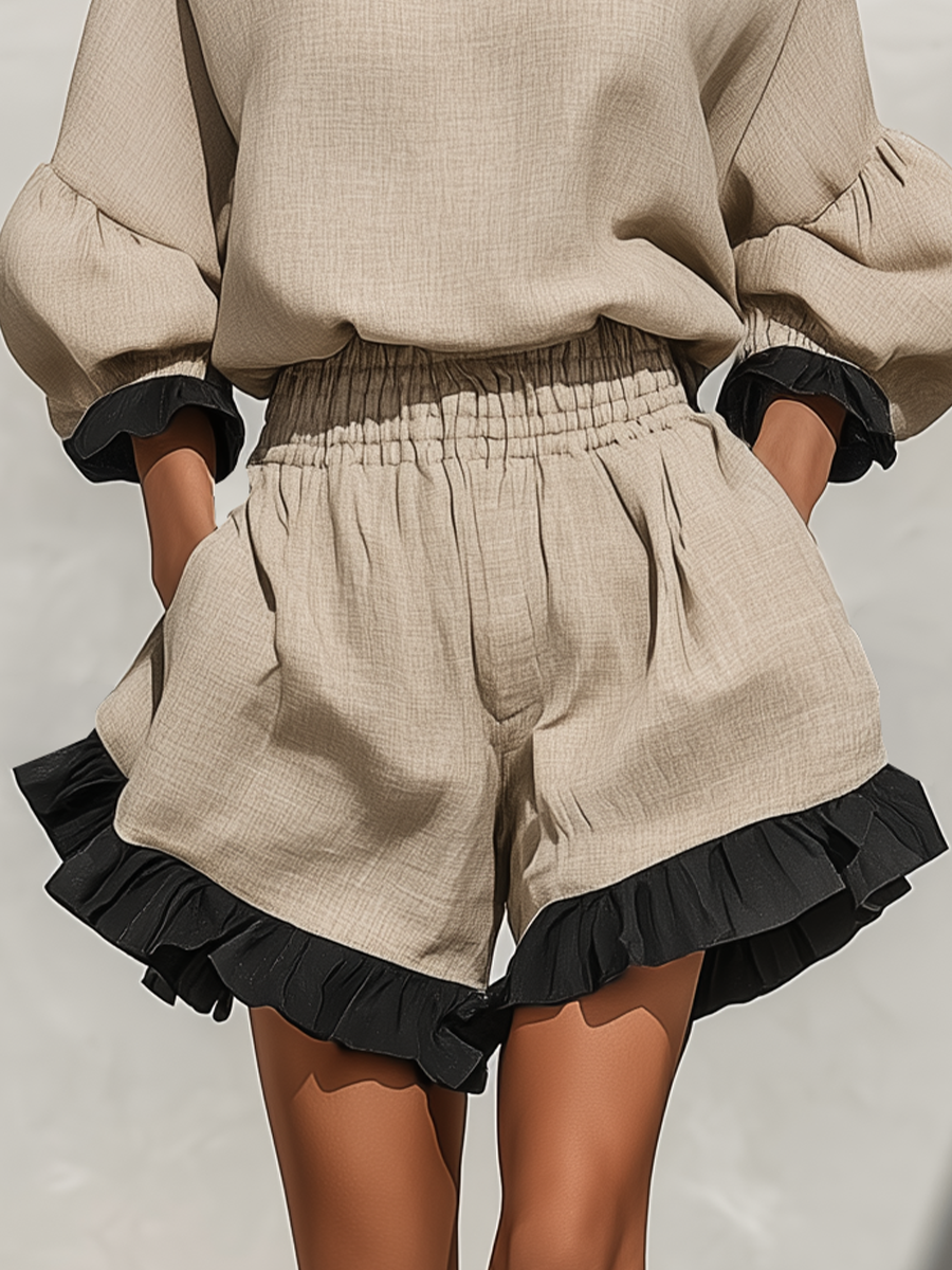 Belinda| Conjunto de blusa y pantalón corto con volantes