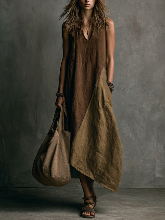 Nuria | Vestido largo asimétrico de paneles