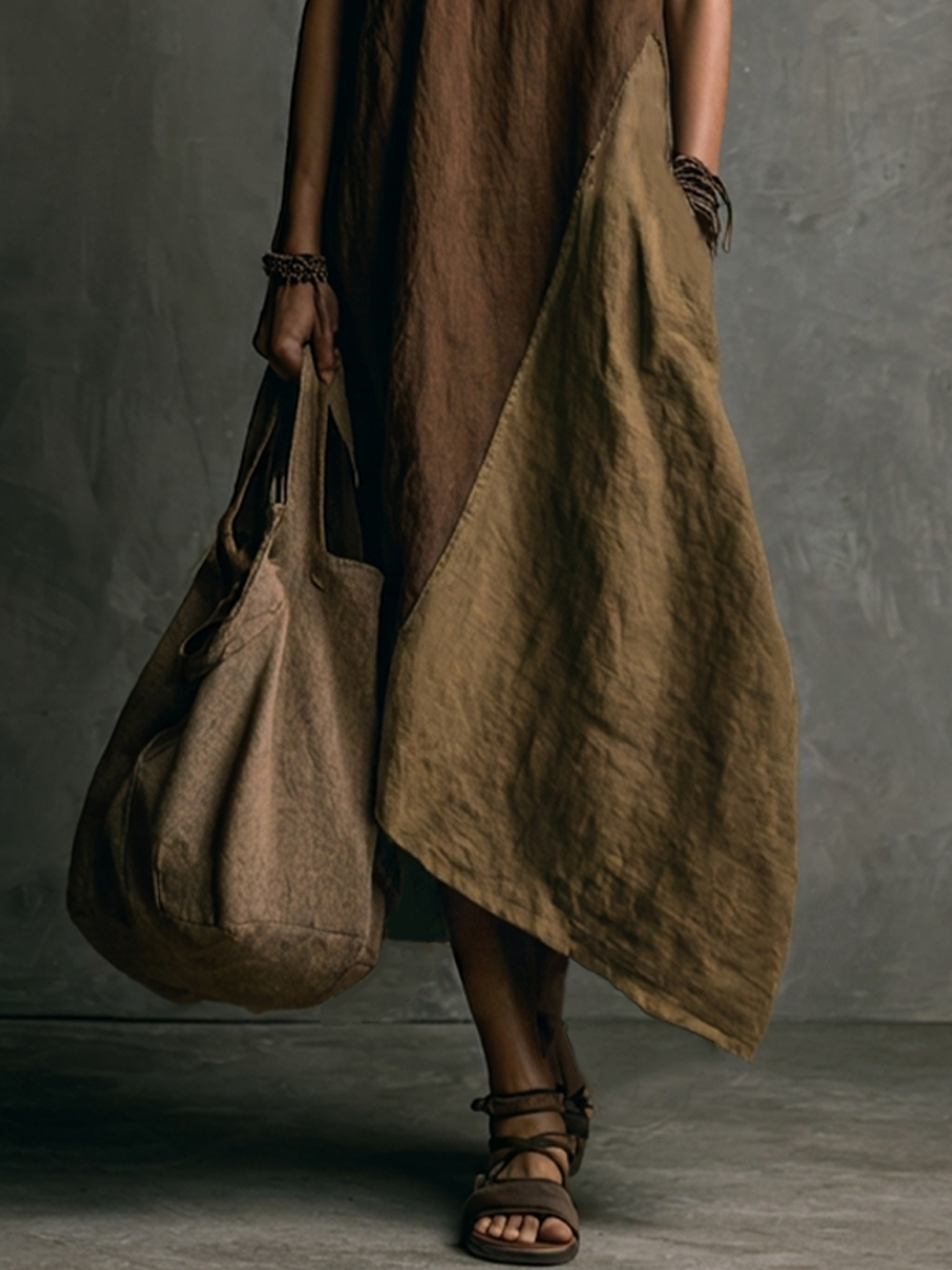 Nuria | Vestido largo asimétrico de paneles
