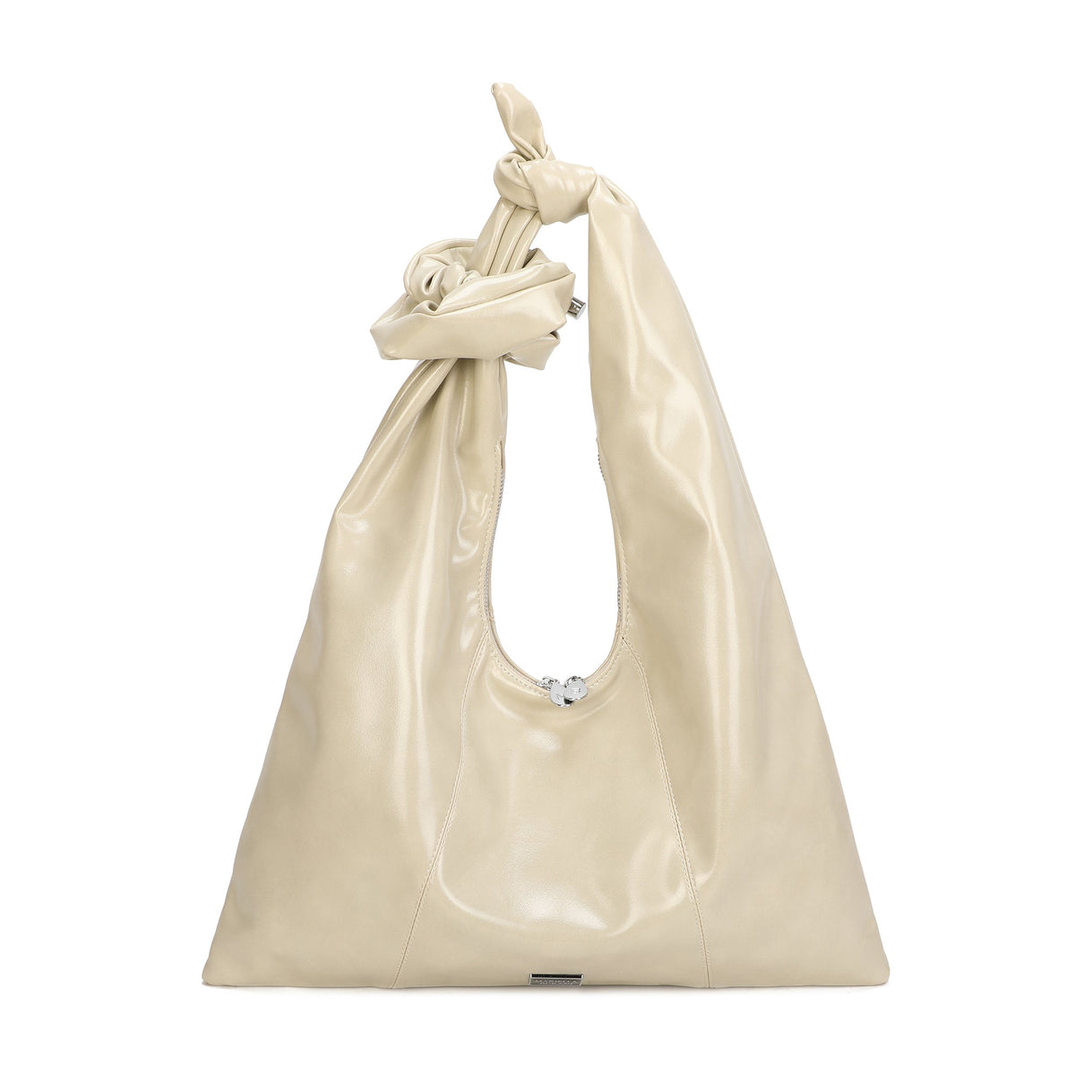 Bolso de hombro tipo saco suave en ecopiel con asa de nudos