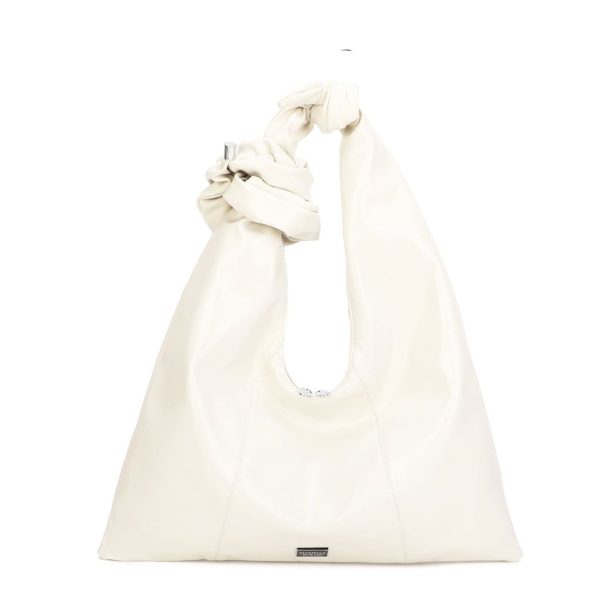 Bolso de hombro tipo saco suave en ecopiel con asa de nudos