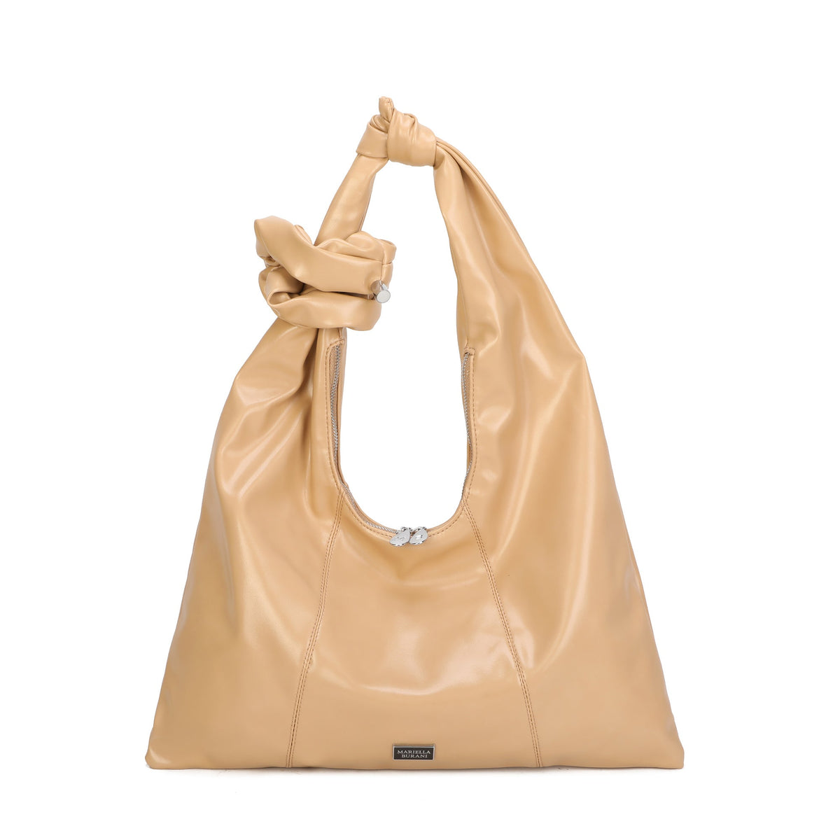 Bolso de hombro tipo saco suave en ecopiel con asa de nudos