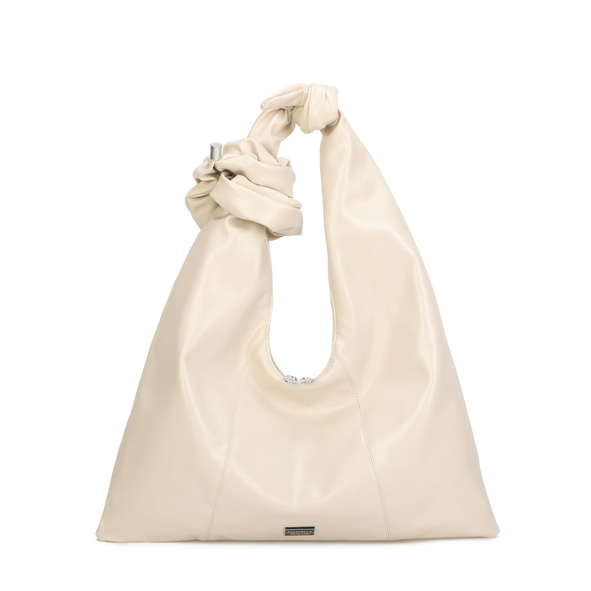 Bolso de hombro tipo saco suave en ecopiel con asa de nudos
