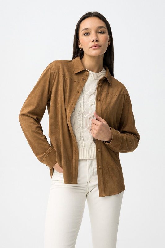Claudia | Camisa beige de manga larga