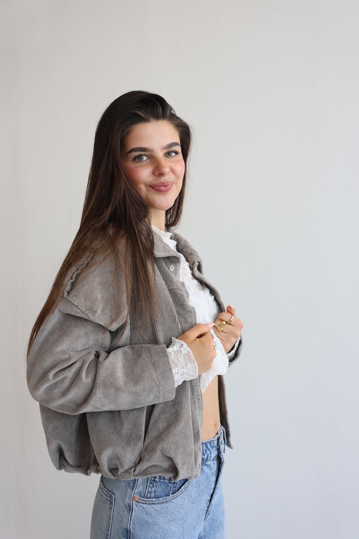 Chaqueta Bomber de Pana Oversize