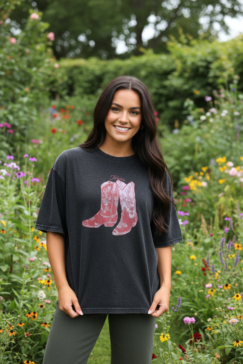 Camiseta Oversize con Estampado Western