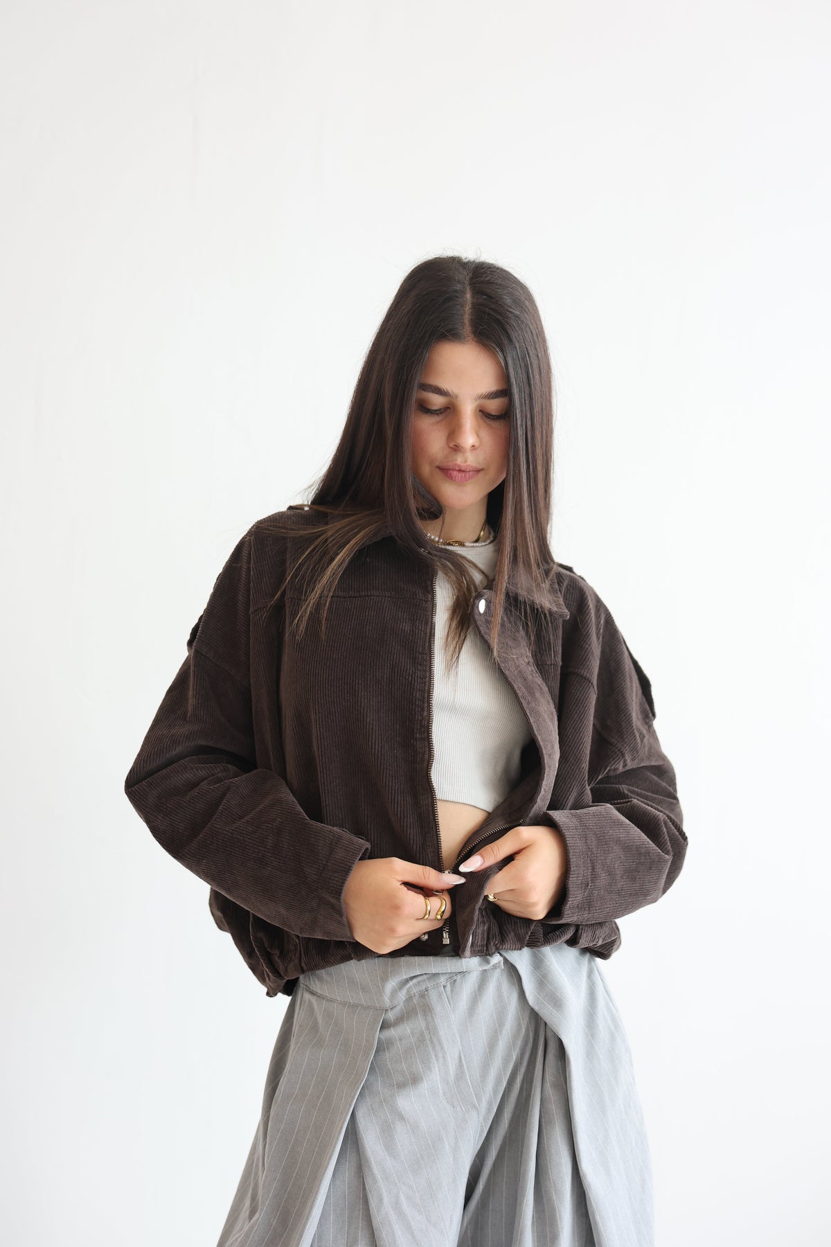 Chaqueta Bomber de Pana Oversize