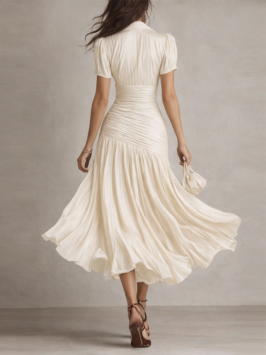 Valentina | Vestido midi satinado de rayas