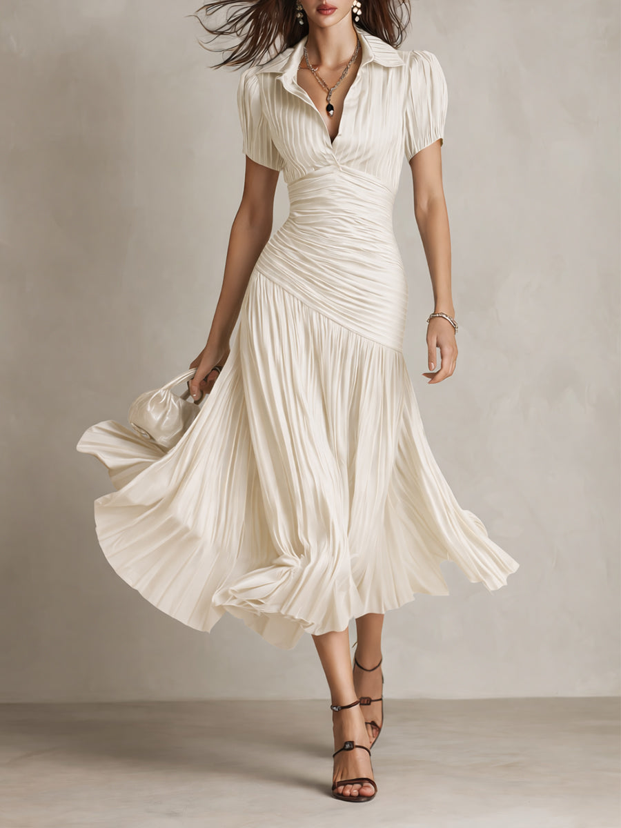 Valentina | Vestido midi satinado de rayas
