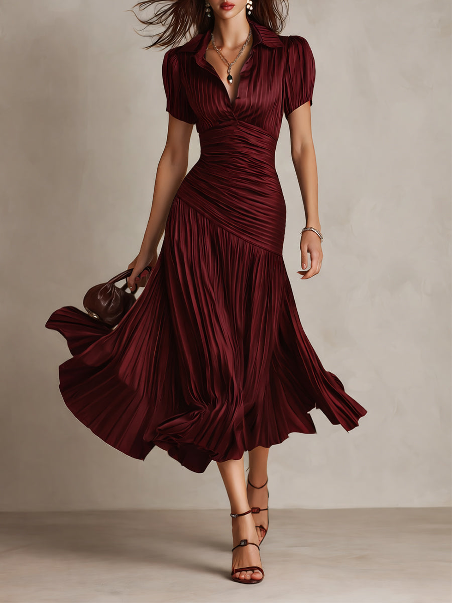 Valentina | Vestido midi satinado de rayas