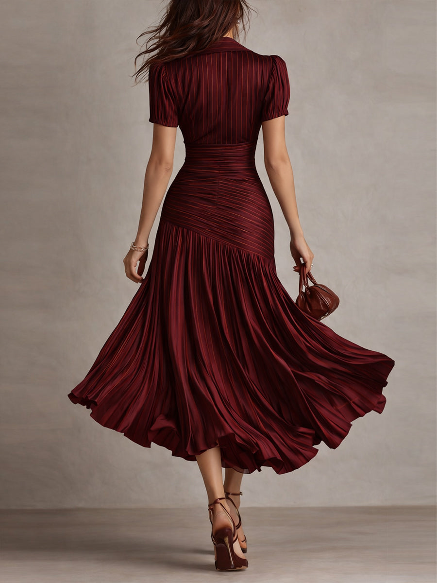 Valentina | Vestido midi satinado de rayas