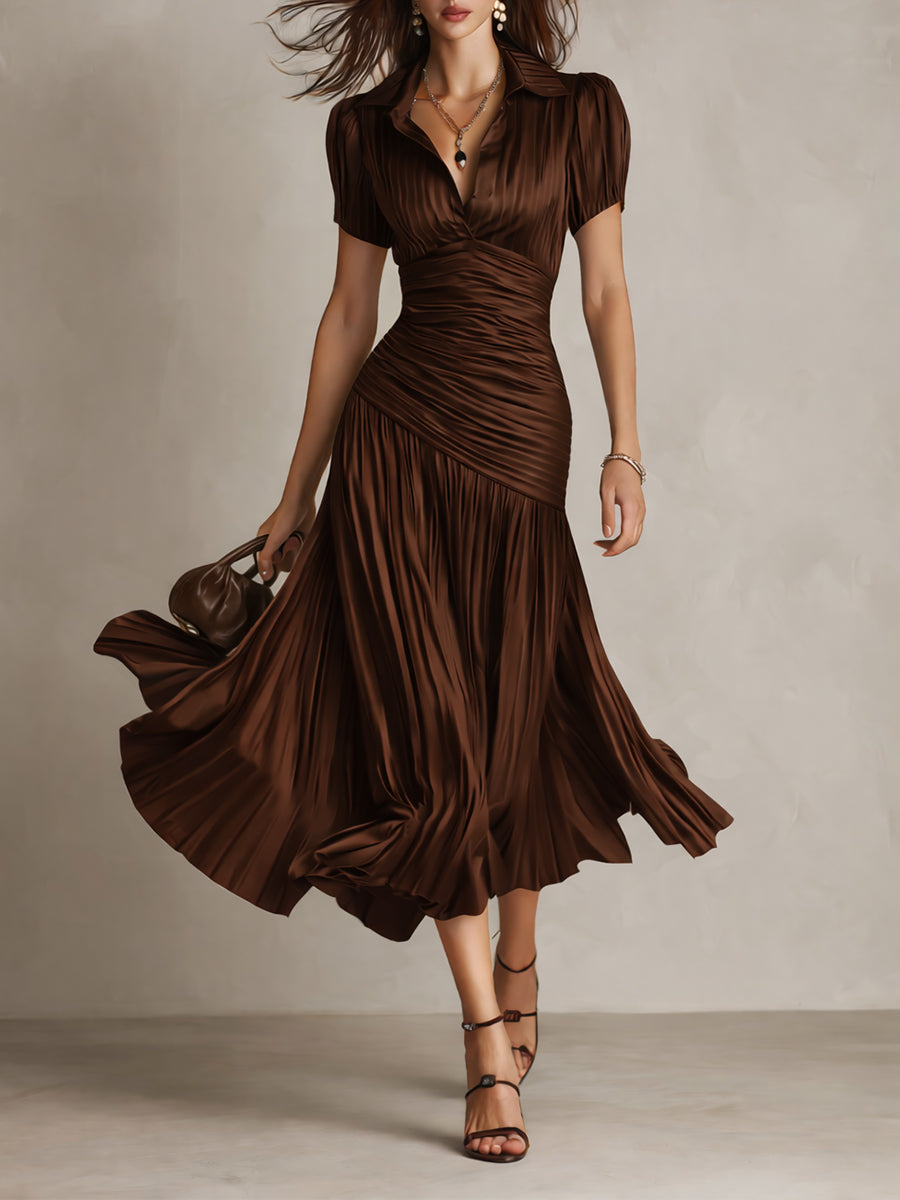 Valentina | Vestido midi satinado de rayas