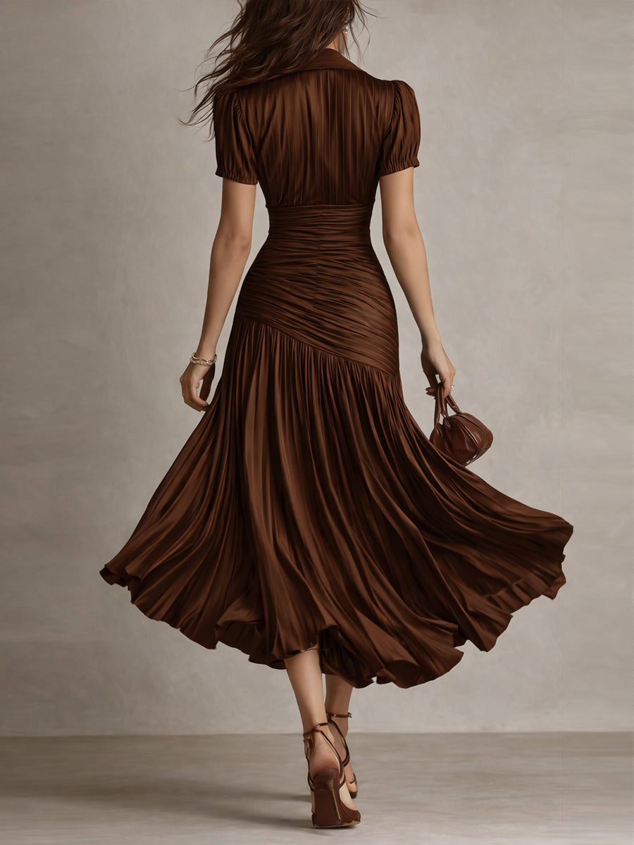Valentina | Vestido midi satinado de rayas