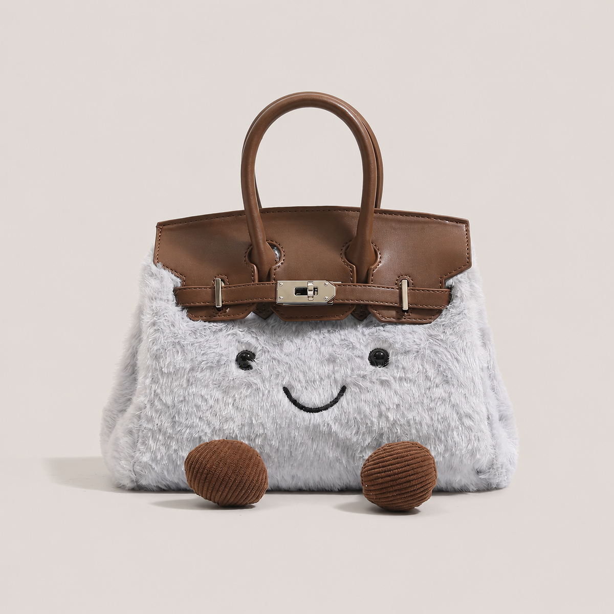 Lola | Bolso tote de peluche con detalle de sonrisa