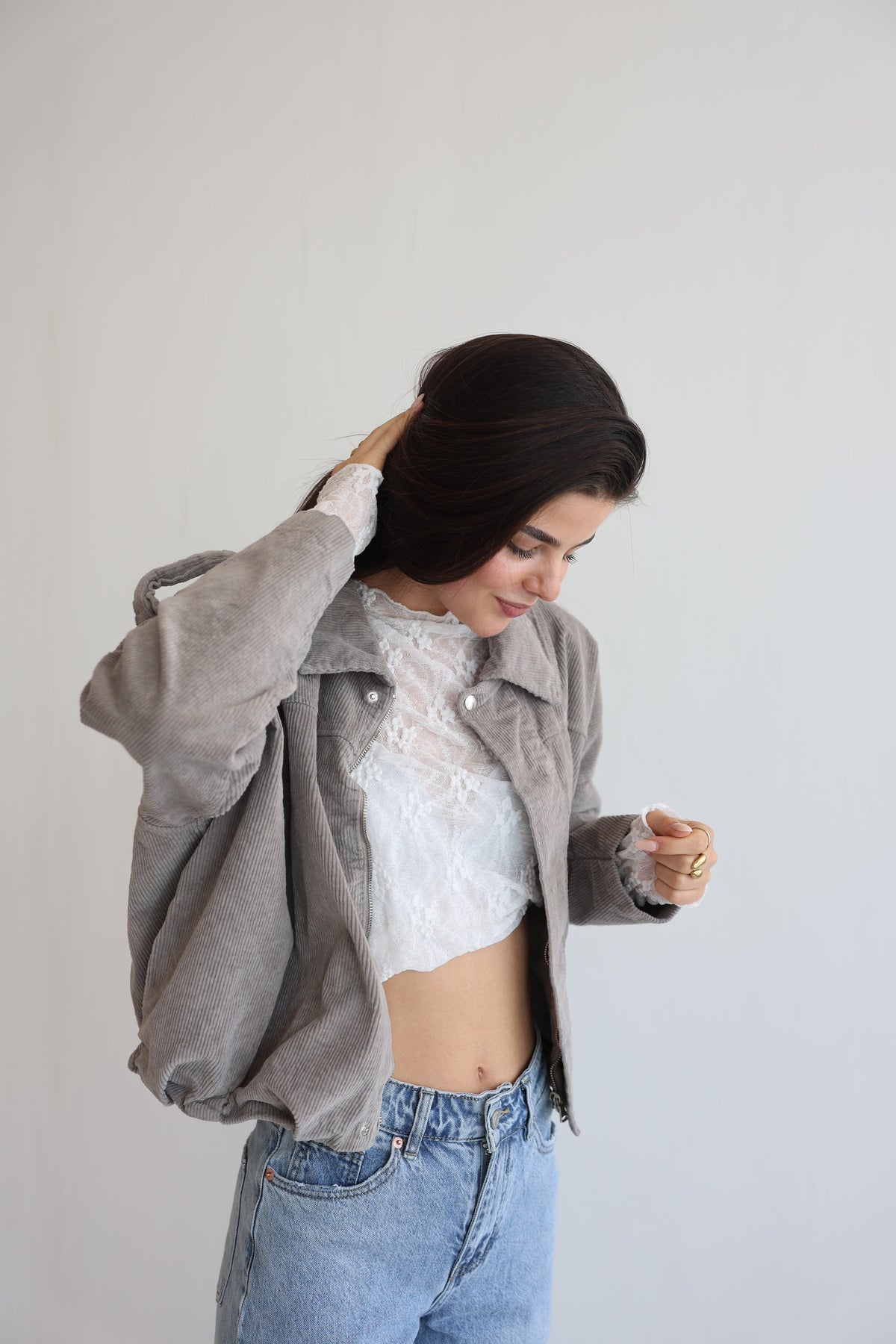 Chaqueta Bomber de Pana Oversize