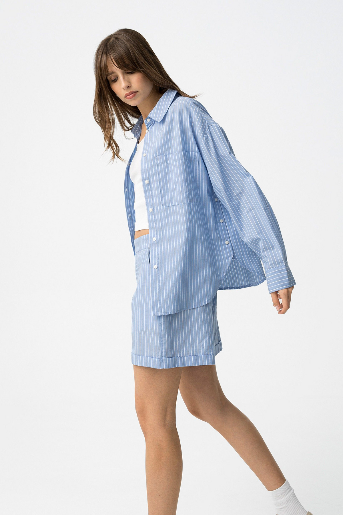 Julieta | Camisa oversize de rayas azules