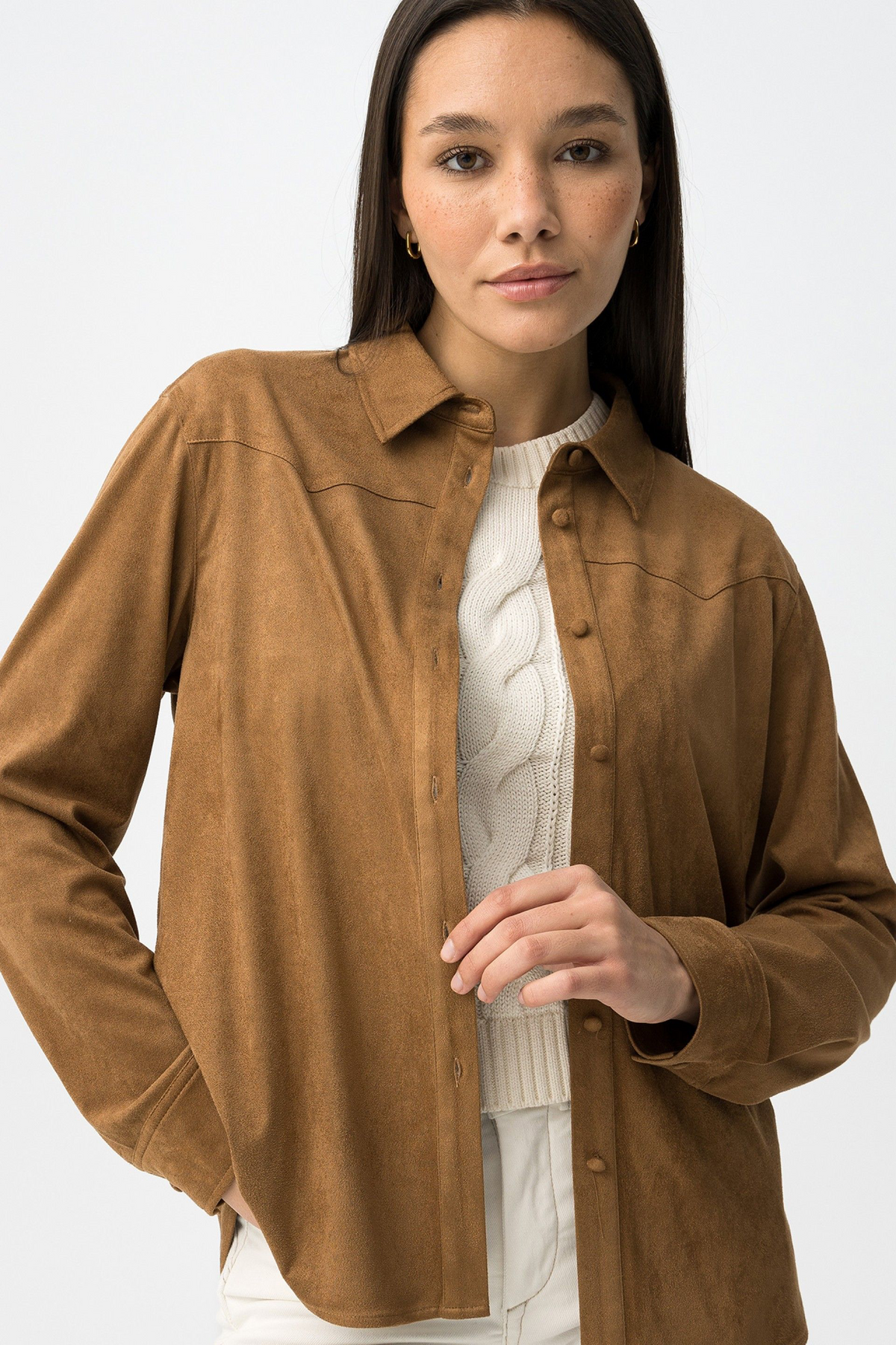 Claudia | Camisa beige de manga larga