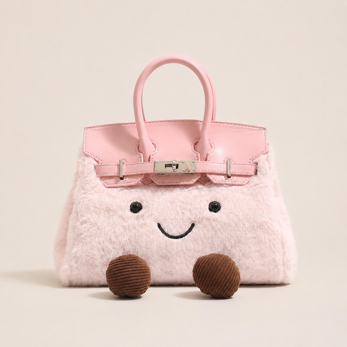 Lola | Bolso tote de peluche con detalle de sonrisa