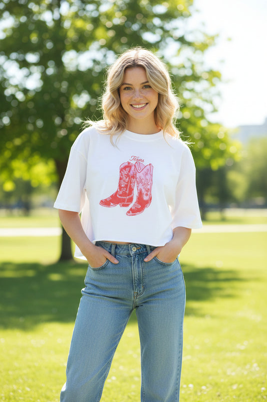 Camiseta Oversize con Estampado Western
