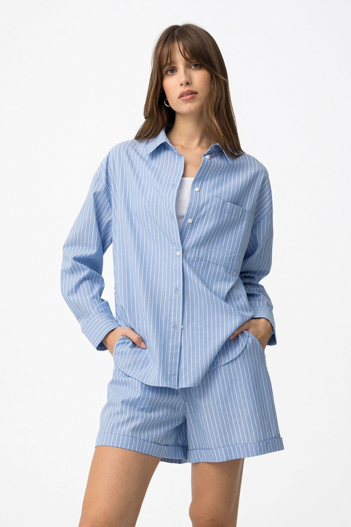 Julieta | Camisa oversize de rayas azules