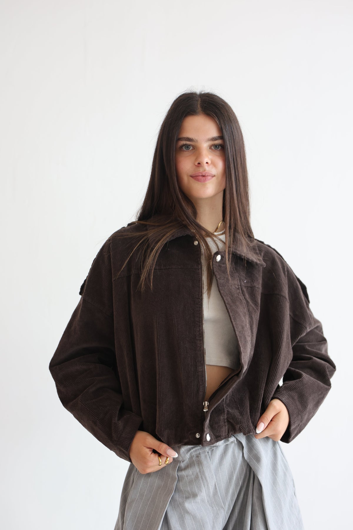 Chaqueta Bomber de Pana Oversize