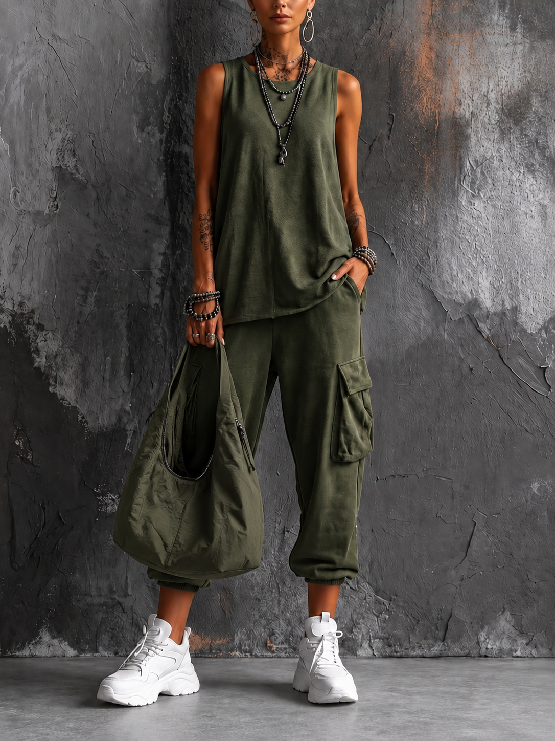 Irene | Conjunto de dos piezas con pantalón cargo