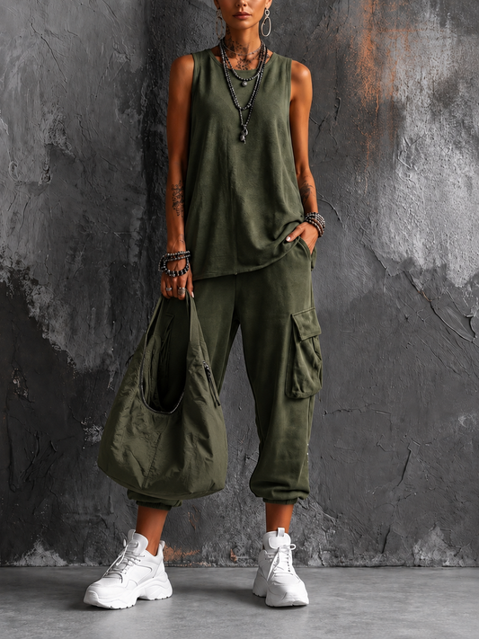 Irene | Conjunto de dos piezas con pantalón cargo