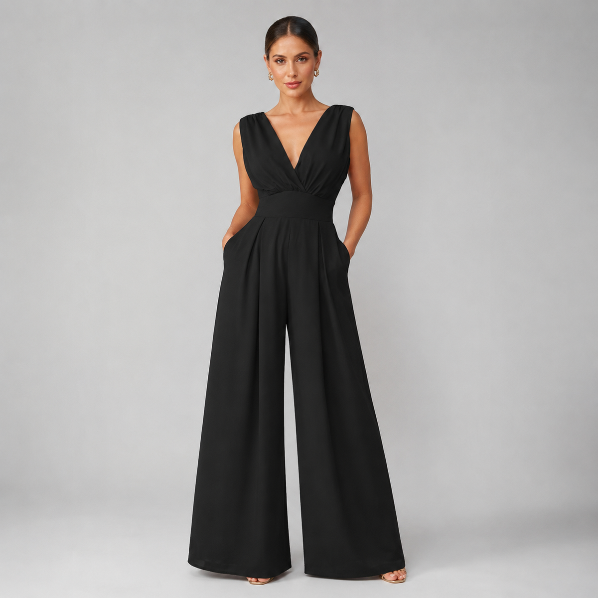 Mono Palazzo Elegante | Escote V Cruzado · Cintura Definida · Pierna Ancha