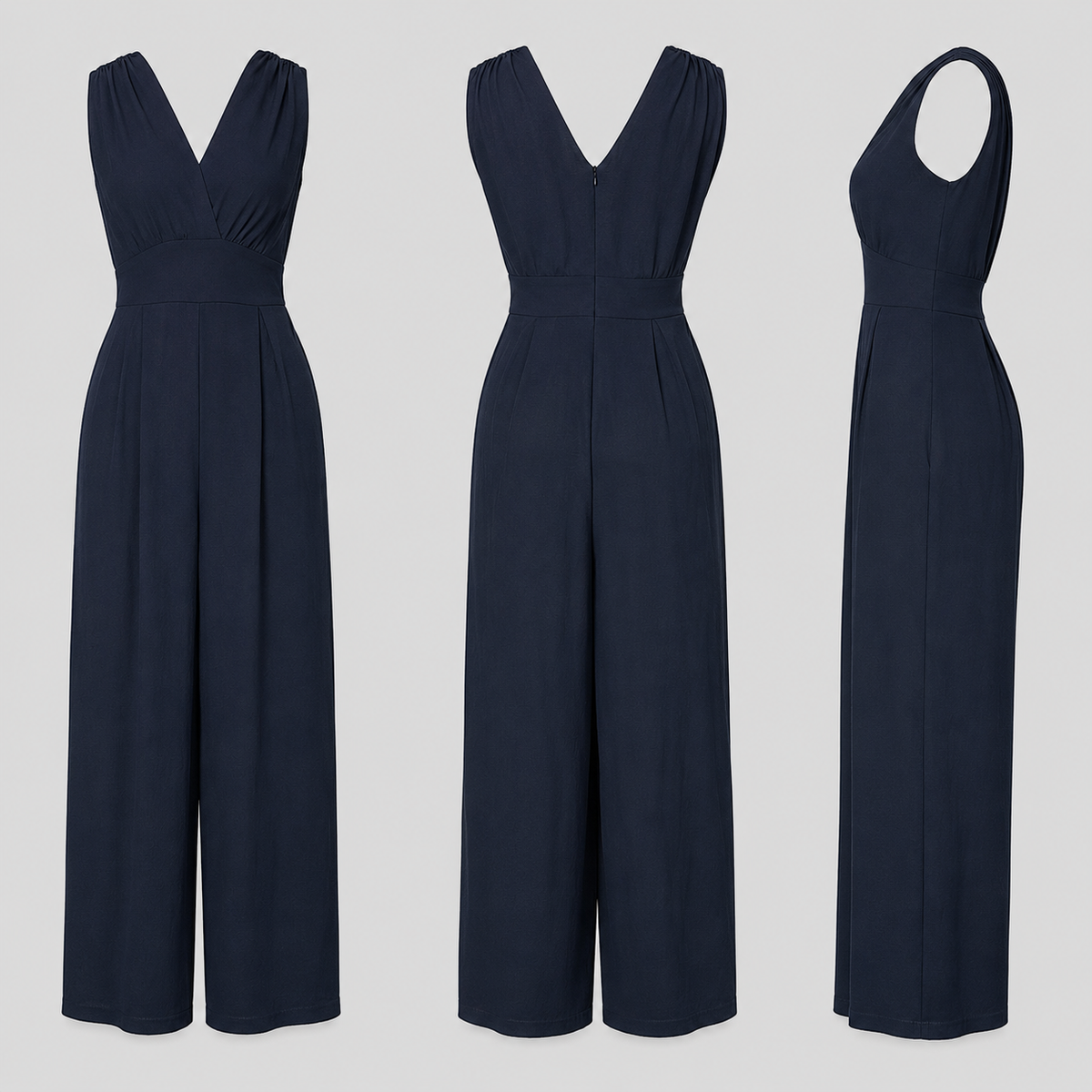 Mono Palazzo Elegante | Escote V Cruzado · Cintura Definida · Pierna Ancha