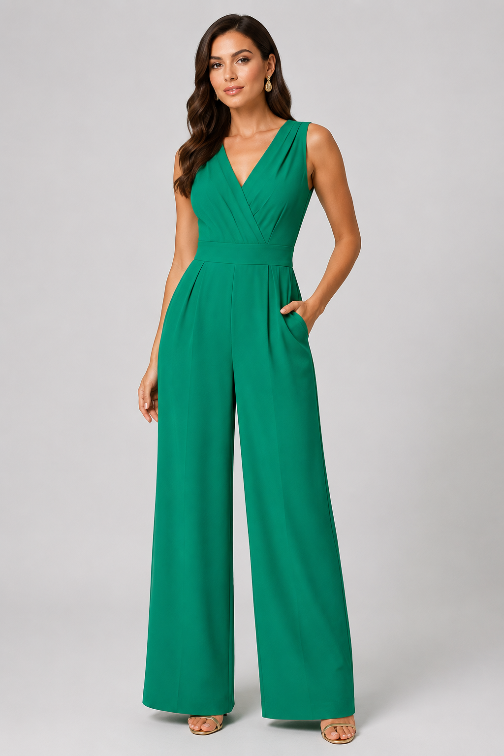 Mono Palazzo Elegante | Escote V Cruzado · Cintura Definida · Pierna Ancha