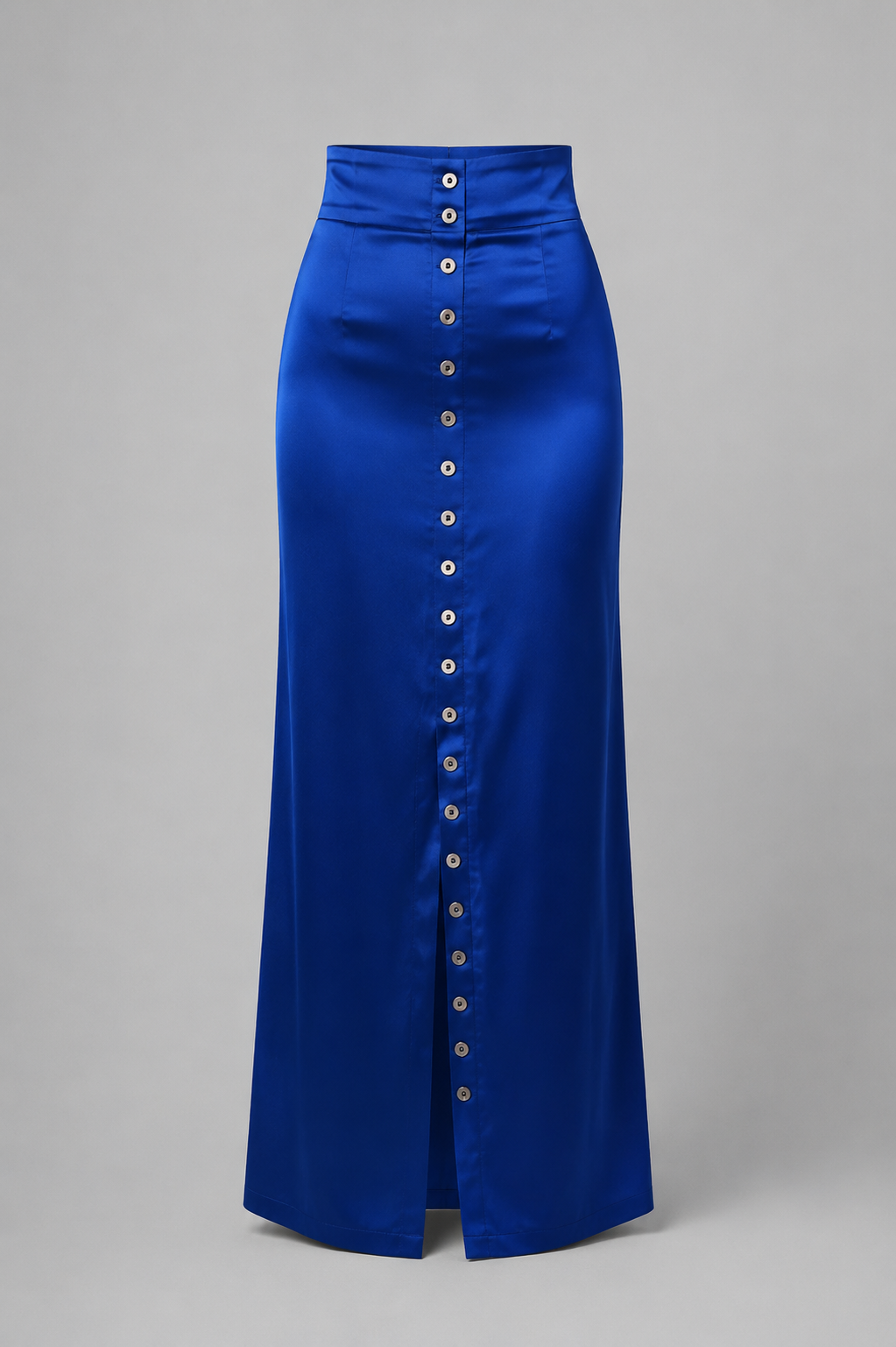 Conjunto Femenino Blusa Satinada + Falda Larga | Cintura Alta · Azul y Negro · S a XXL