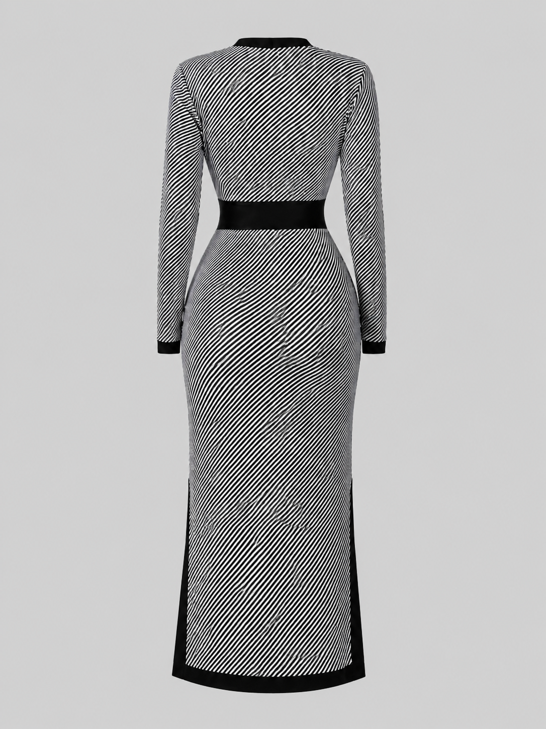 Vestido de Rayas Blanco y Negro | Escote en V · Cintura Marcada · Tallas S-XL