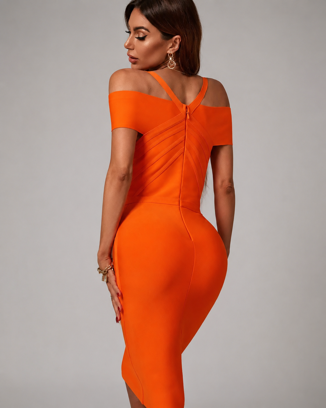 Vestido Claudia Naranja explosivo | Hombros Descubiertos · Silueta Entallada
