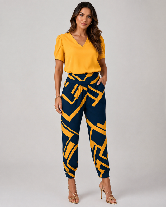 Conjunto Riviera | Top Escote en V y Pantalón de Cintura Alta