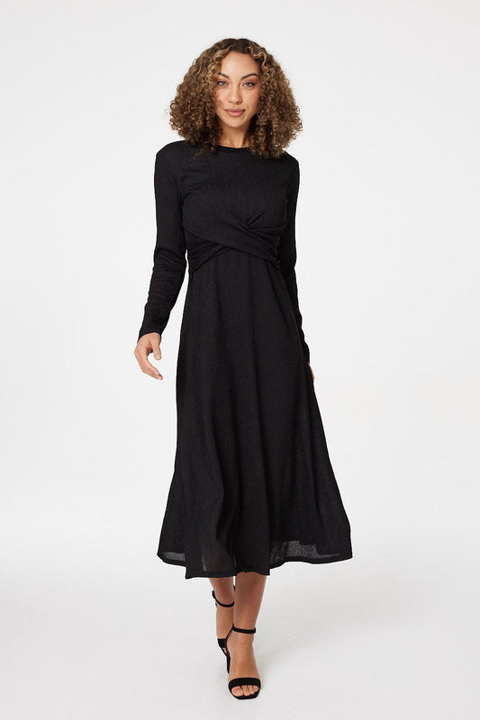 Vestido Midi con Escote Cruzado