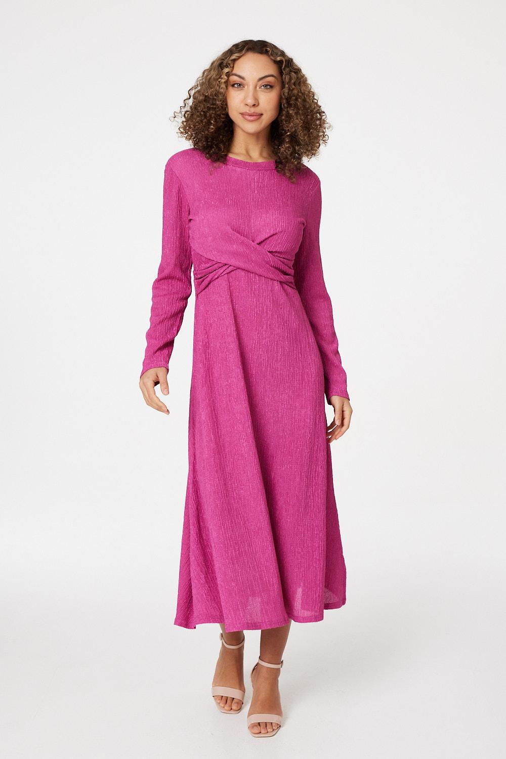 Vestido Midi con Escote Cruzado
