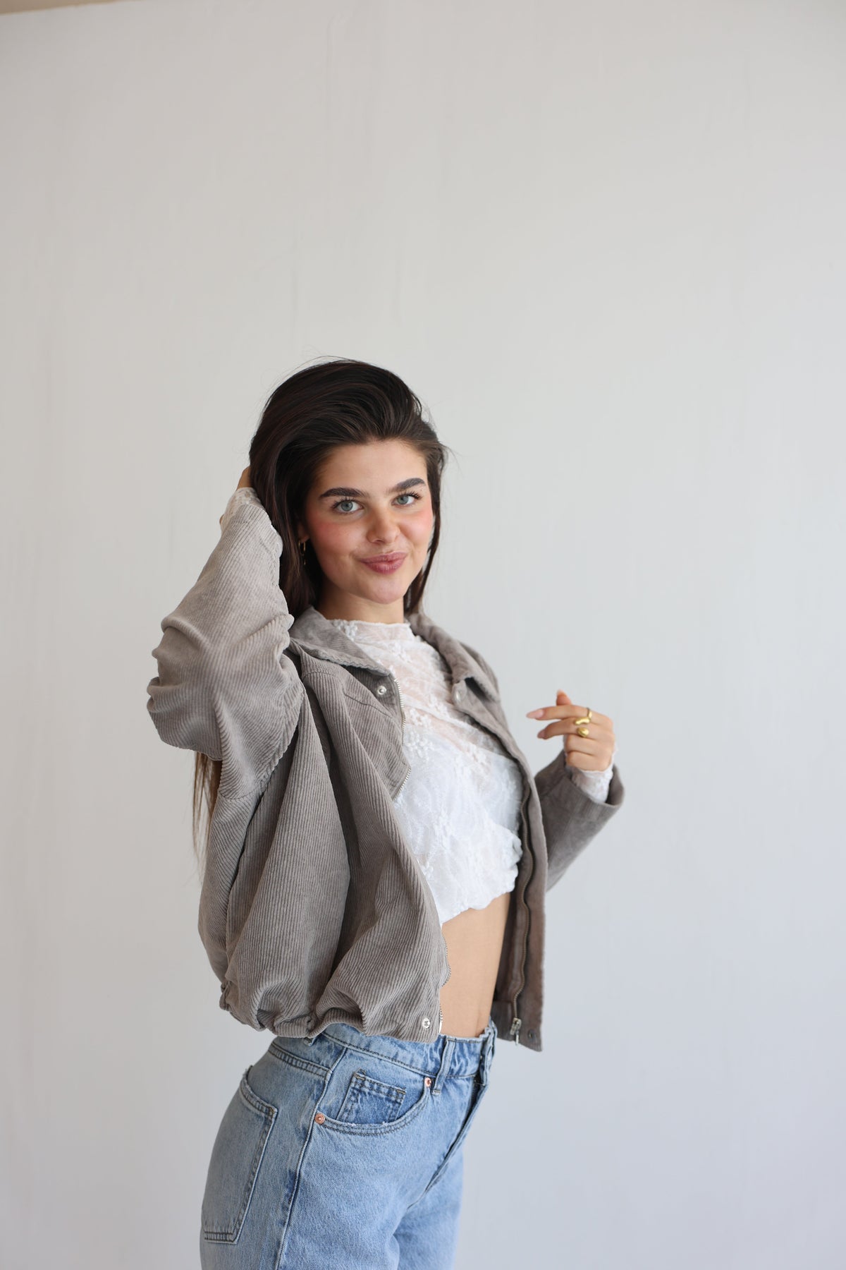 Chaqueta Bomber de Pana Oversize