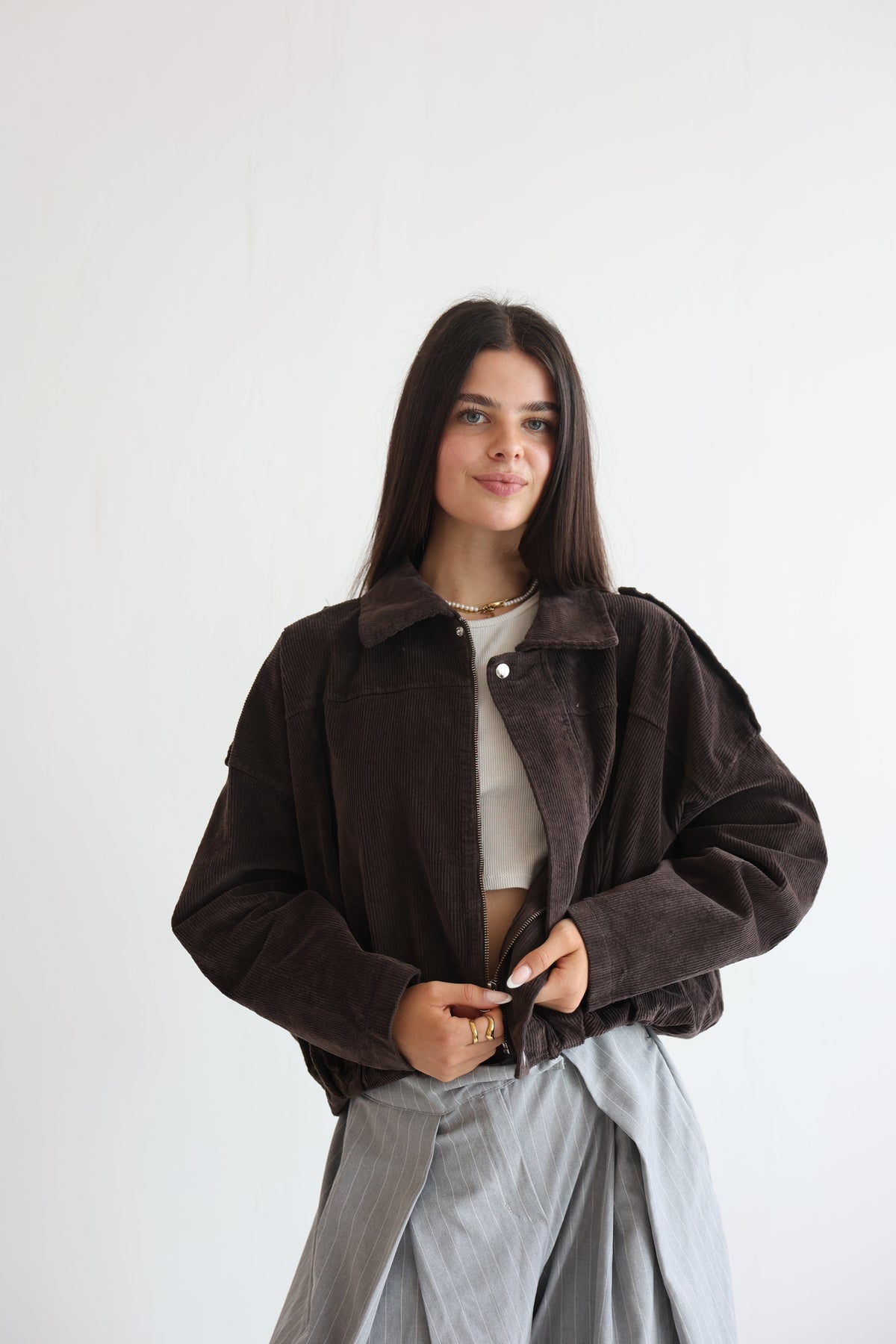 Chaqueta Bomber de Pana Oversize