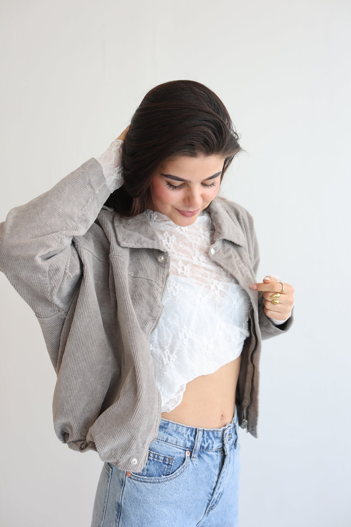 Chaqueta Bomber de Pana Oversize