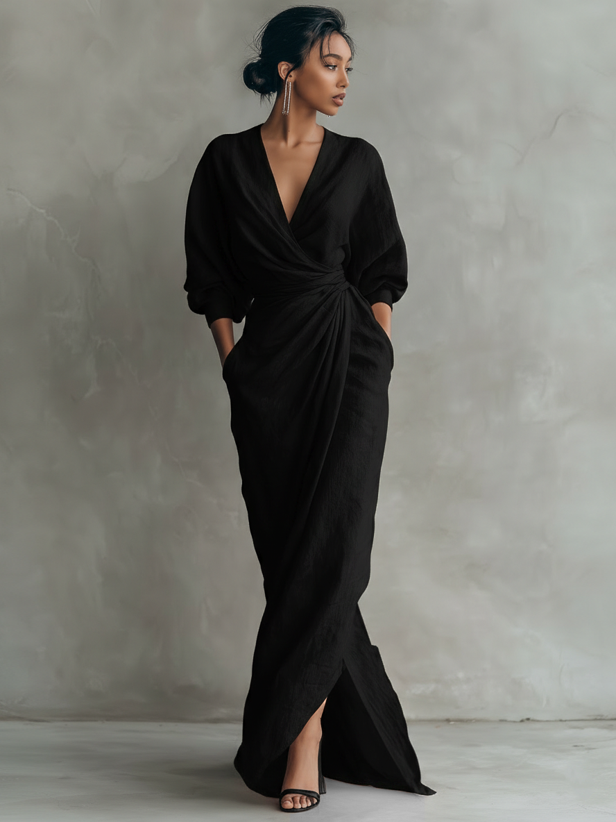 Vestido Maxi Lino Rosa